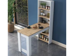 Mesa Kailua 1443, Blanco|Nogal, 75x50x120cm, Aglomerado laminado