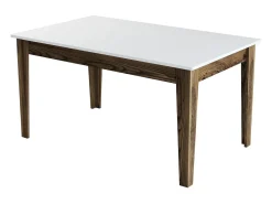 Mesa Kailua B100, Blanco|Nuez, 75x88x145cm, Aglomerado laminado