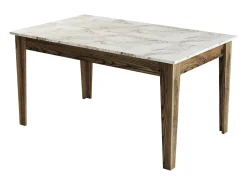 Mesa Kailua B100, Nuez|Mármol blanco, 75x88x145cm, Aglomerado laminado