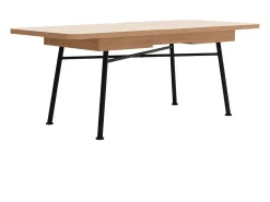 Mesa Kailua U115, Negro|De color marrón claro, 77x90x160cm, Alargamiento, Metal