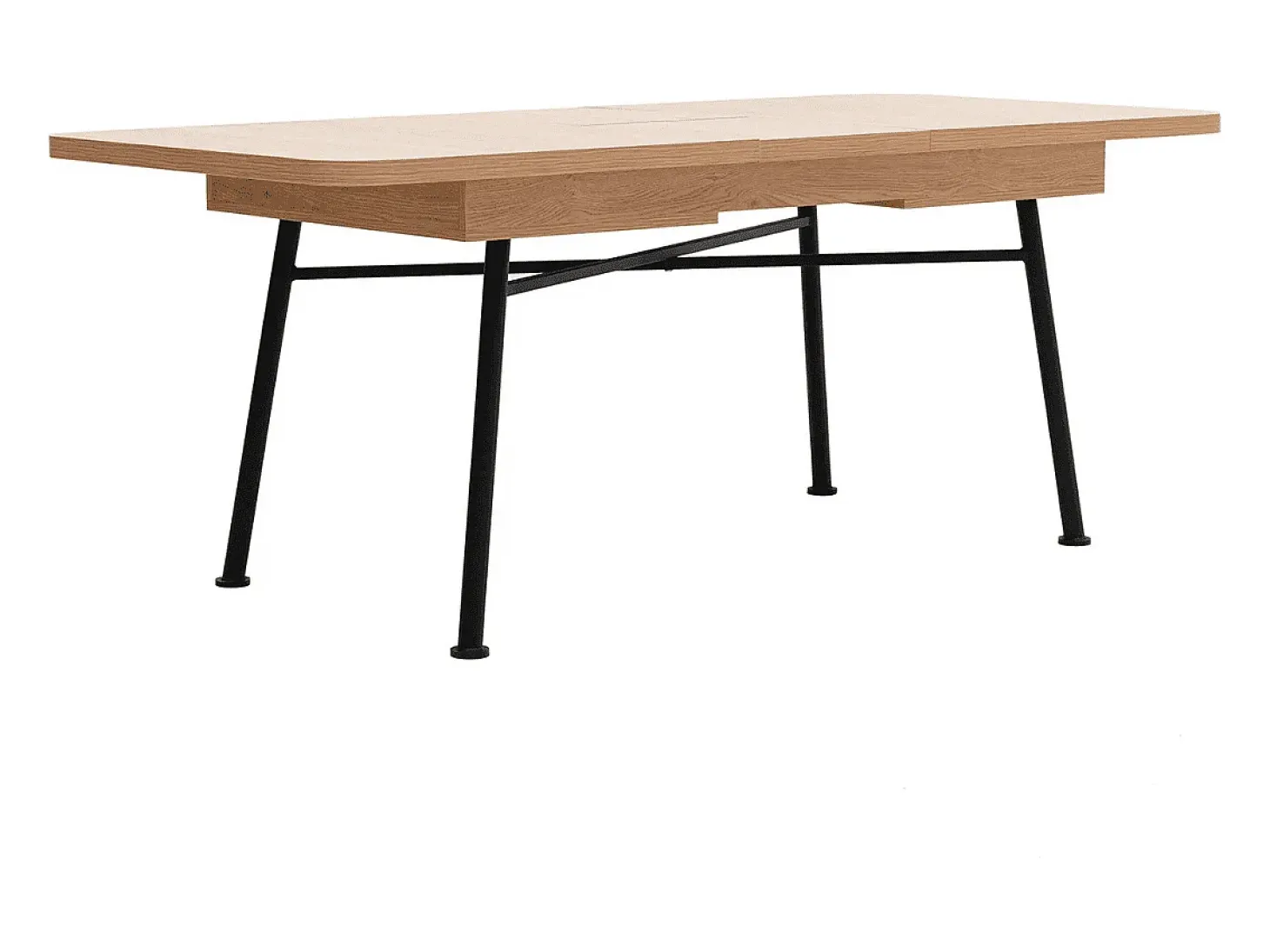 Mesa Kailua U115, Negro|De color marrón claro, 77x90x160cm, Alargamiento, Metal