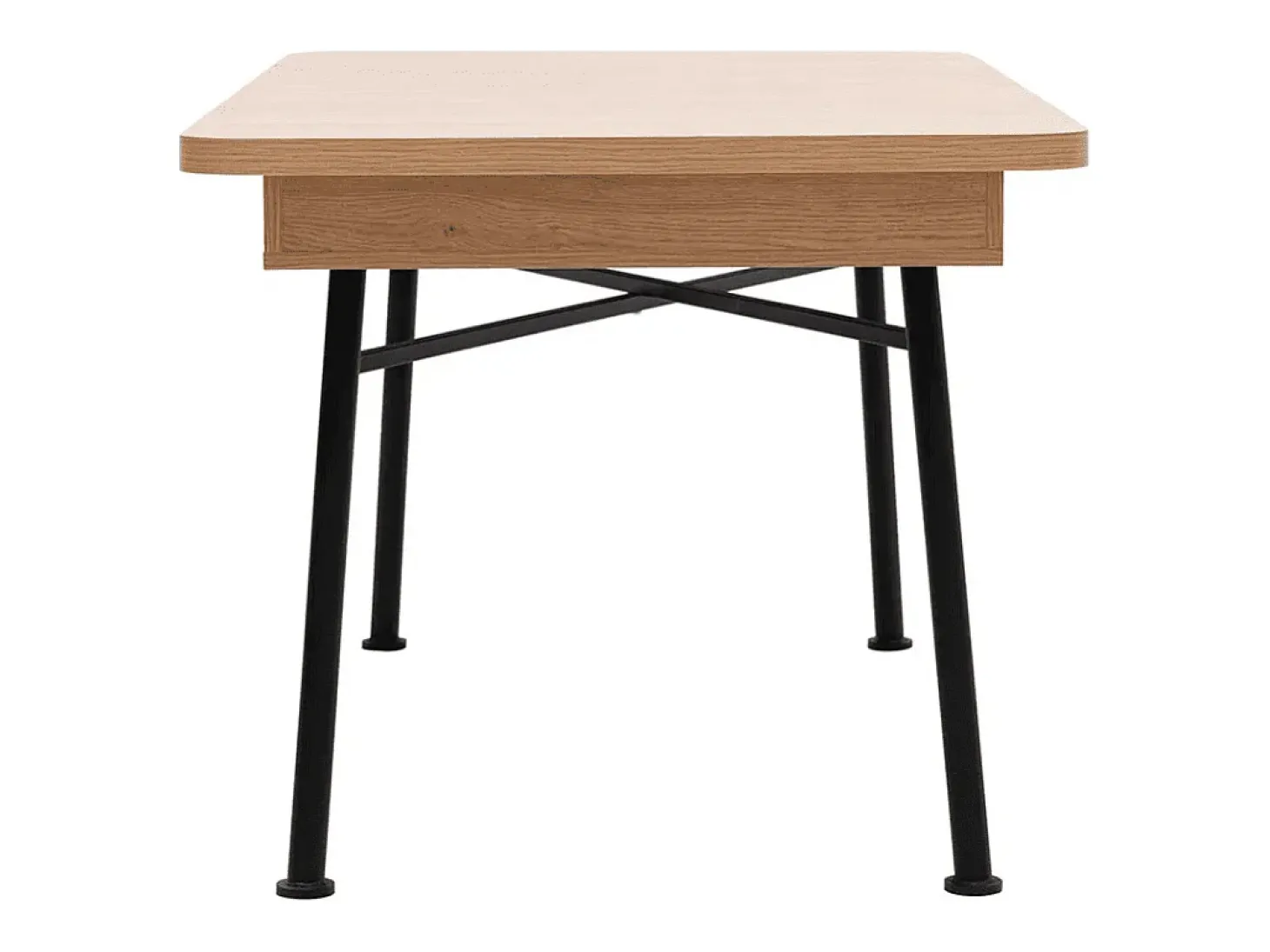 Mesa Kailua U115, Negro|De color marrón claro, 77x90x160cm, Alargamiento, Metal