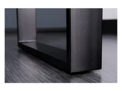Mesa LODEN 140 cm – Tablero de madera maciza de sheesham barnizado – Patas en U de metal negro