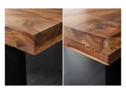Mesa LODEN 140 cm – Tablero de madera maciza de sheesham barnizado – Patas en U de metal negro