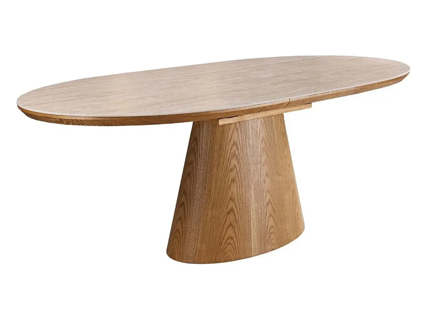 Mesa LUMEA extensible 160–200 cm – Mesa contemporánea de cerámica con aspecto de travertino y roble