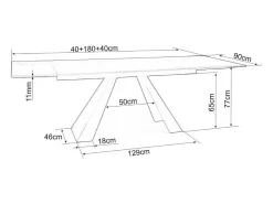 Mesa metálica extensible Erol efecto mármol gris 180-260cm