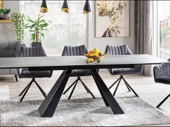 Mesa metálica extensible Erol efecto mármol gris 180-260cm