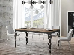 Mesa oriental extensible rectangular para 6 a 10 personas L 120 a 224 cm estructura de metal roble claro y antracita Zakary