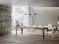 Mesa oriental extensible rectangular para 6 a 10 personas L 120 a 224 cm estructura de metal roble claro y antracita Zakary
