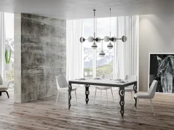 Mesa oriental extensible rectangular para 6 a 20 personas L 160 a 420 cm fresno blanco y estructura de metal antracita Zakary