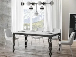 Mesa oriental extensible rectangular para 6 a 20 personas L 180 a 440 cm estructura de metal blanco y antracita Zakary