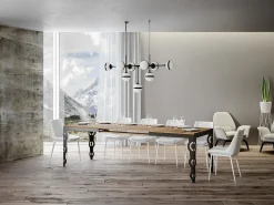 Mesa oriental extensible rectangular para 6 a 20 personas L 180 a 440 cm madera clara y estructura de metal antracita Zakary