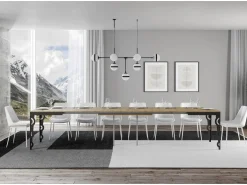Mesa oriental extensible rectangular para 6 a 20 personas L 180 a 440 cm madera clara y estructura de metal antracita Zakary