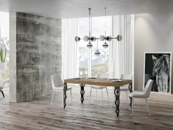 Mesa oriental rectangular 6 plazas L 130 cm roble claro y patas de metal antracita Kazay