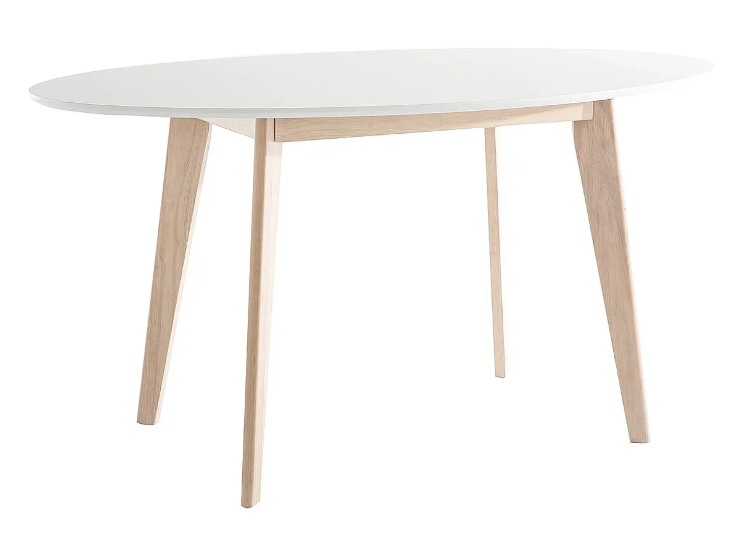 Mesa oval 150cm blanca y madera clara LEENA