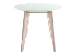 Mesa oval 150cm blanca y madera clara LEENA