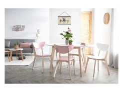Mesa oval 150cm blanca y madera clara LEENA