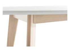 Mesa oval 150cm blanca y madera clara LEENA