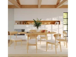 Mesa ovalada extensible de 6/8 personas en madera clara de 170/200 cm - Eddy