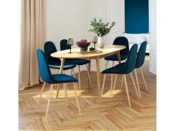 Mesa ovalada extensible de 6/8 personas en madera clara de 170/200 cm - Eddy