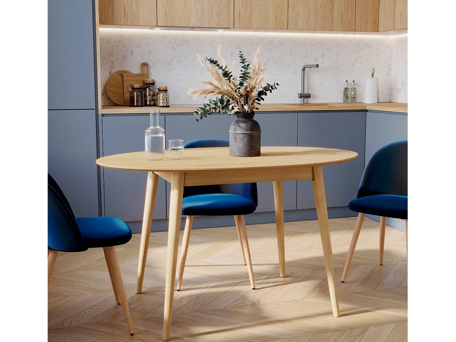 Mesa ovalada para 4 personas de madera clara 130 cm - Eddy