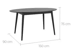 Mesa ovalada para 6 personas en madera negra 150 cm - Eddy