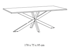 Mesa para 8 personas para comedor, colección LOFT, color negro efecto madera. Patas de metal.