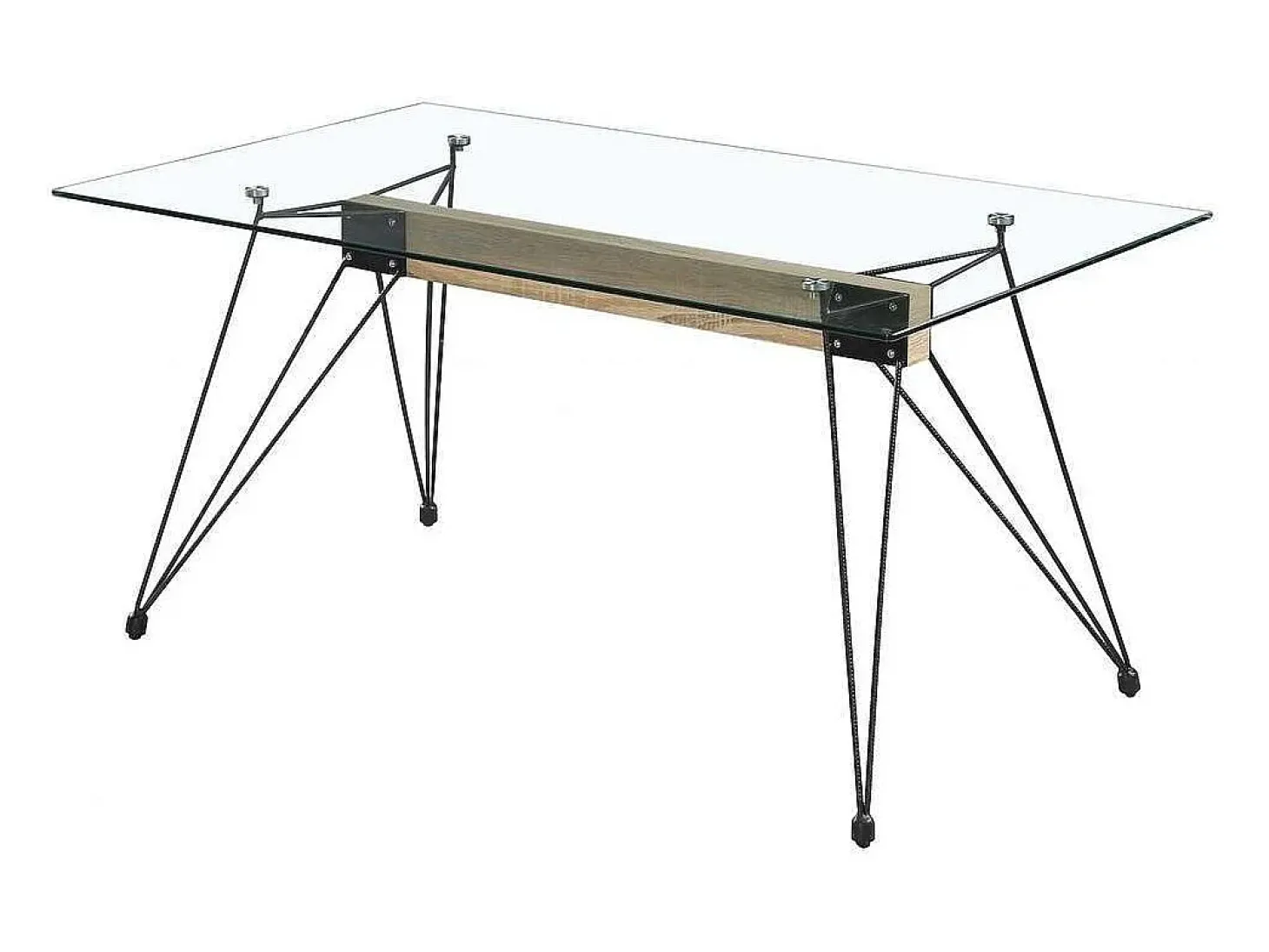 Mesa para cocina, comedor Md-Sally tapa cristal transparente, 140cm(ancho) 75cm(altura) 90