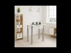 Mesa para cocina, comedor abatible 1 cajón Md-Bety acabado blanco/gris, 80cm(ancho) 75cm(
