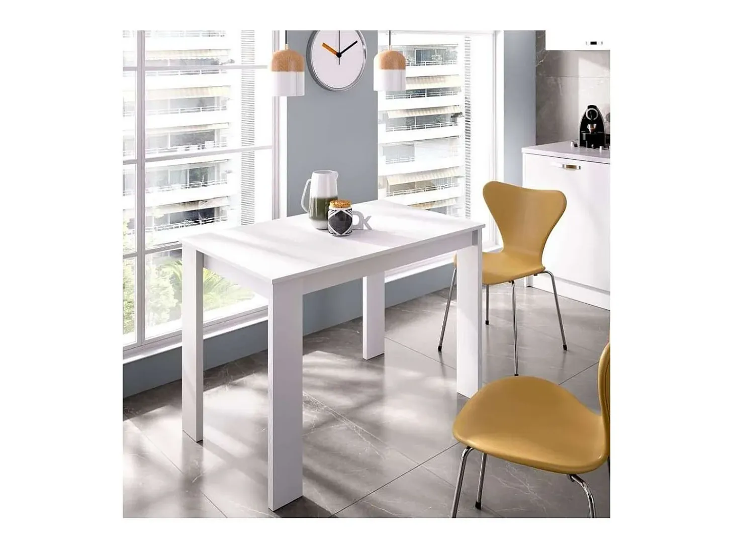 Mesa para salón fija Tily acabado Blanco, 77 cm(alto)110cm(ancho)67 cm(largo)