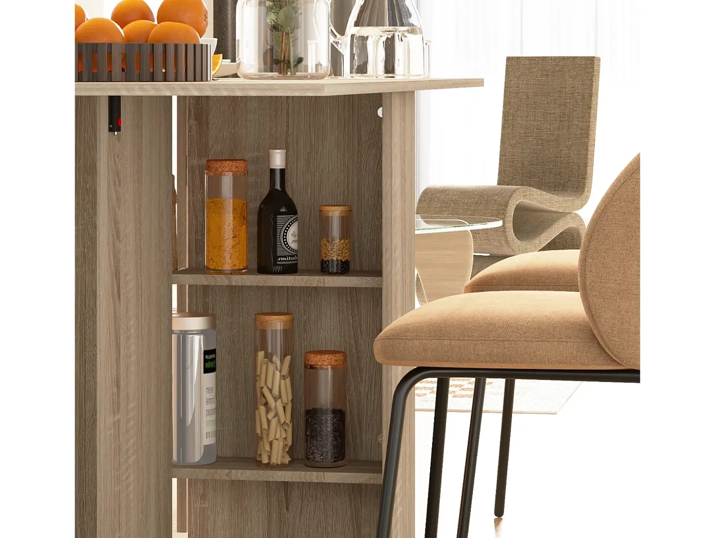 Mesa plegable cocina madera natural 75x140x74 cm HOMCOM