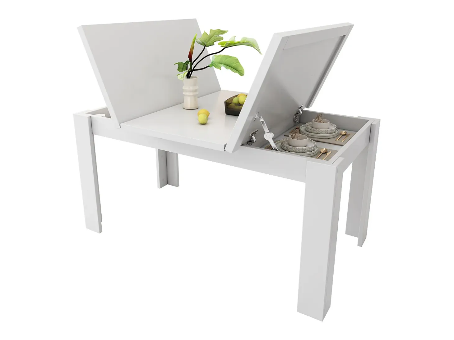 Mesa plegable para comedor - con espacio de almacenamiento - estilo moderno - Blanco