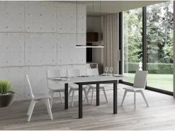Mesa plegable pequeña cuadrada 90x90/180 cm Dova-Color Blanco