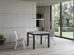 Mesa plegable pequeña cuadrada 90x90/180 cm Dova-Color Gris cemento