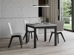 Mesa plegable pequeña cuadrada 90x90/180 cm Dova-Color Gris cemento