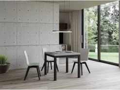 Mesa plegable pequeña cuadrada 90x90/180 cm Dova-Color Gris cemento