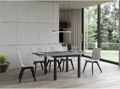 Mesa plegable pequeña cuadrada 90x90/180 cm Dova-Color Gris cemento