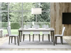 Mesa rectangular 160 cm patas metal blanco y antracita Konta