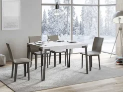 Mesa rectangular 130 cm patas metal blanco y antracita Konta