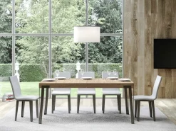 Mesa rectangular 180 cm roble claro y patas metal antracita Konta