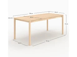 Mesa rectangular de chapa de fresno efecto blanqueado 6 plazas - Irène