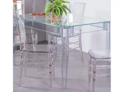 Mesa rectangular de cristal con patas transparentes (120x80) - Ghost - Transparente