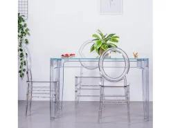 Mesa rectangular de cristal con patas transparentes (120x80) - Ghost - Transparente