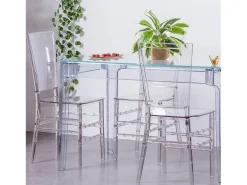 Mesa rectangular de cristal con patas transparentes (120x80) - Ghost - Transparente
