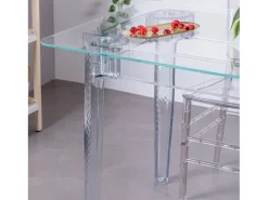 Mesa rectangular de cristal con patas transparentes (140x80) - Ghost - Transparente