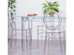 Mesa rectangular de cristal con patas transparentes (140x80) - Ghost - Transparente