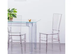 Mesa rectangular de cristal con patas transparentes (140x80) - Ghost - Transparente