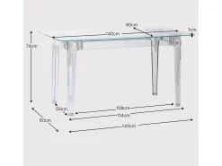 Mesa rectangular de cristal con patas transparentes (140x80) - Ghost - Transparente