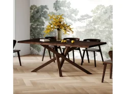 Mesa rectangular de madera maciza de hevea oscura 8 personas - Robin