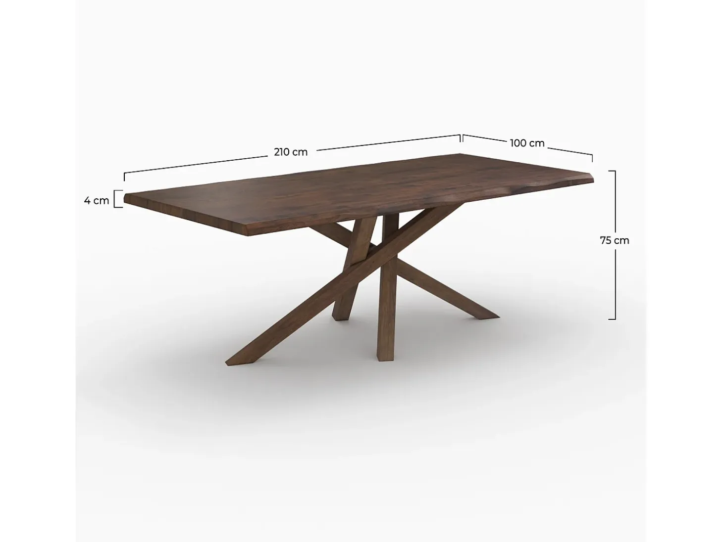 Mesa rectangular de madera maciza de hevea oscura 8 personas - Robin